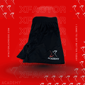 XFactor Lacrosse polyester training shorts in black with X logo